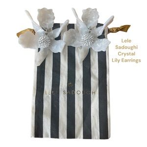 Lele Sadoughi Mother of Pearl  Crystal Lily Earrings Like New